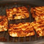 Paneer Tikka on a grill pan.
