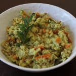 Aviyal made with Kerala Avial Recipe served in a white bowl.