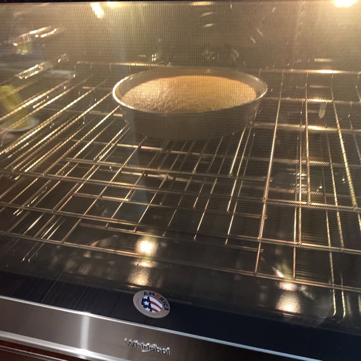 cake baking in oven.