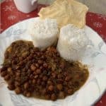 A plate with puttu and kadala curry made with puttu recipe.