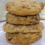 DoubleTree Hilton Cookies stacked on a white plate.