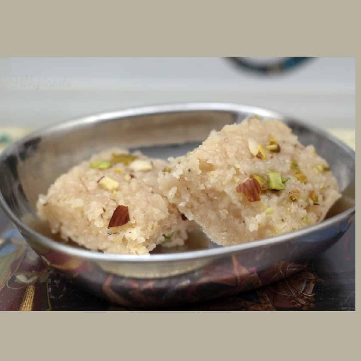 coconut burfi made with coconut burfi recipe 