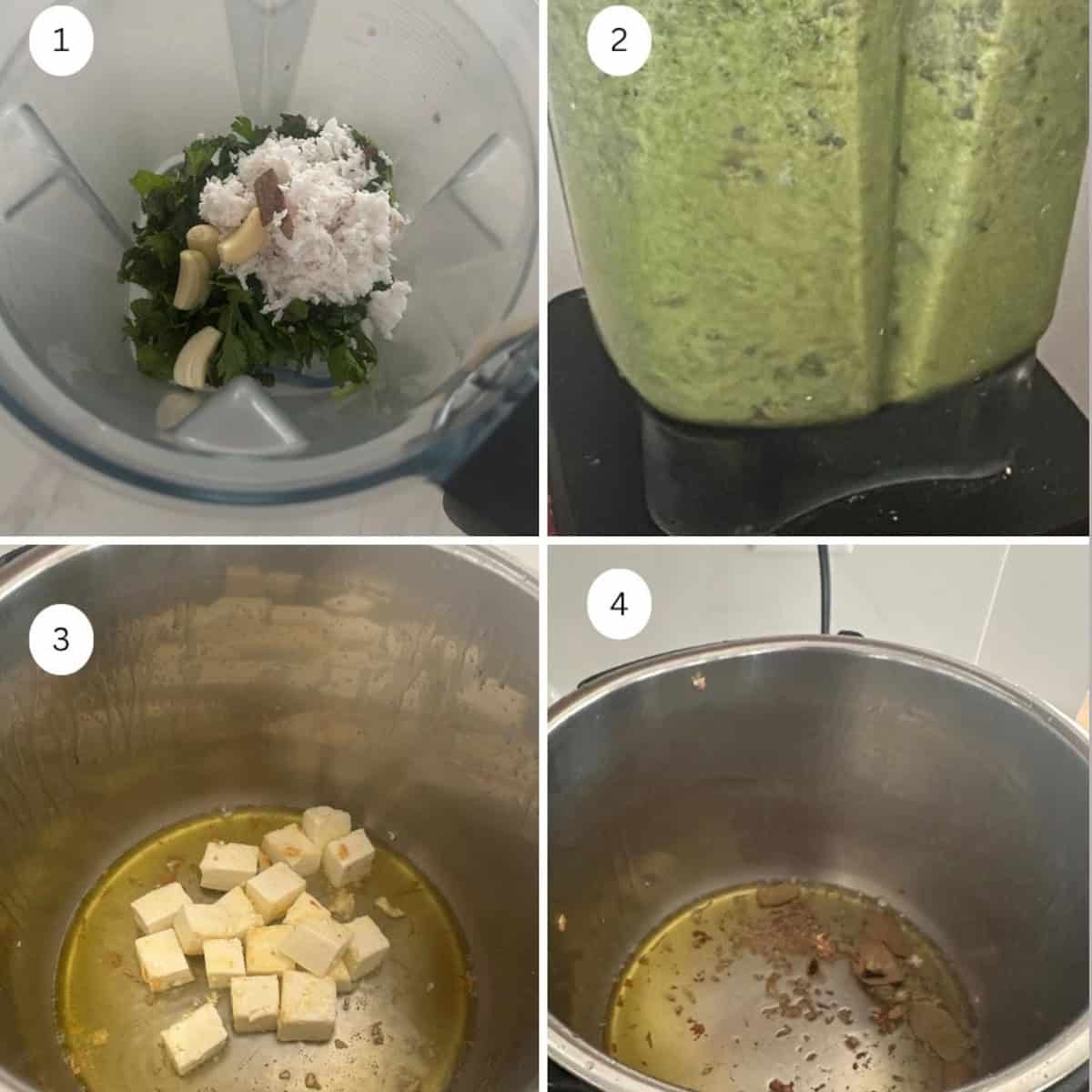 Steps in preparation of pudina pulav collage.