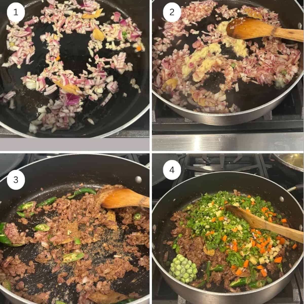Step by step process to make vegetable biryani gravy in a collage.