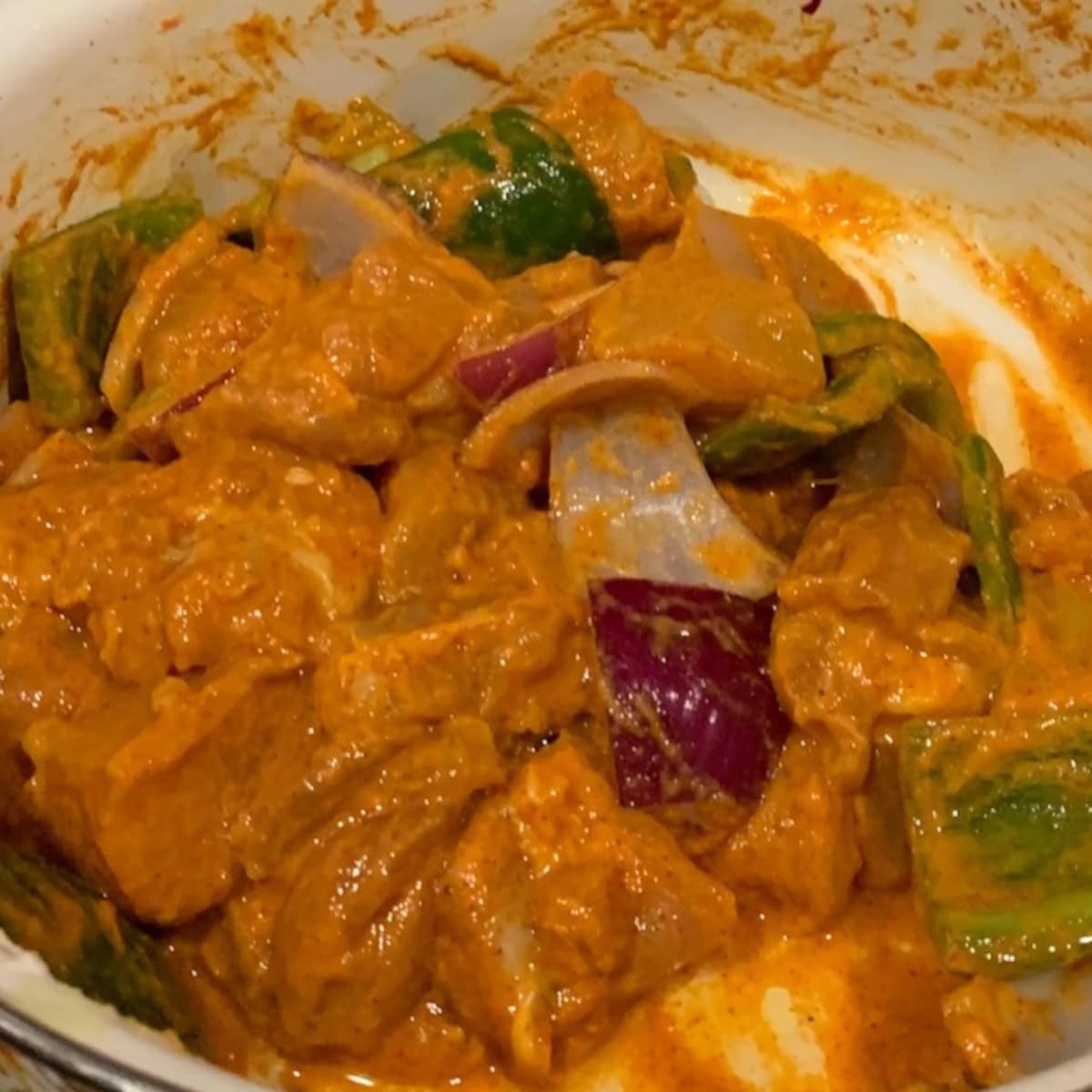 Chicken marinated for making Chicken Tikka Masala Gravy.