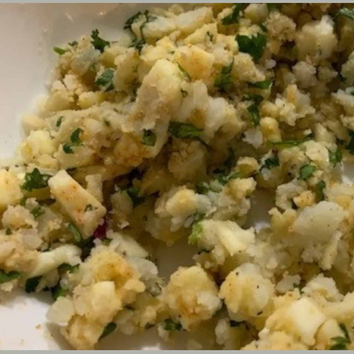 spiced potato and cheese stuffing for bell pepper.