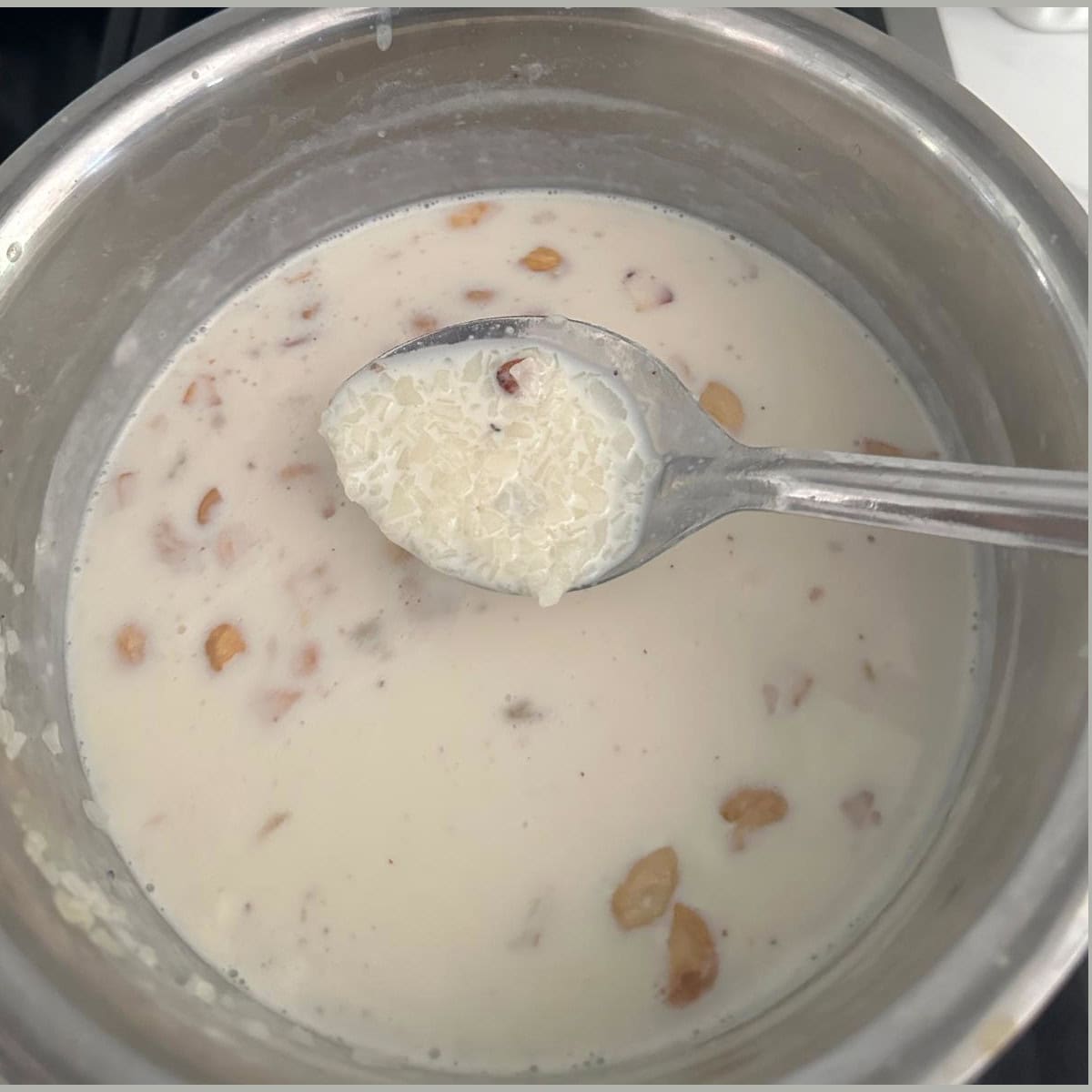Palada payasam made with palada payasam recipe in a steel bowl.