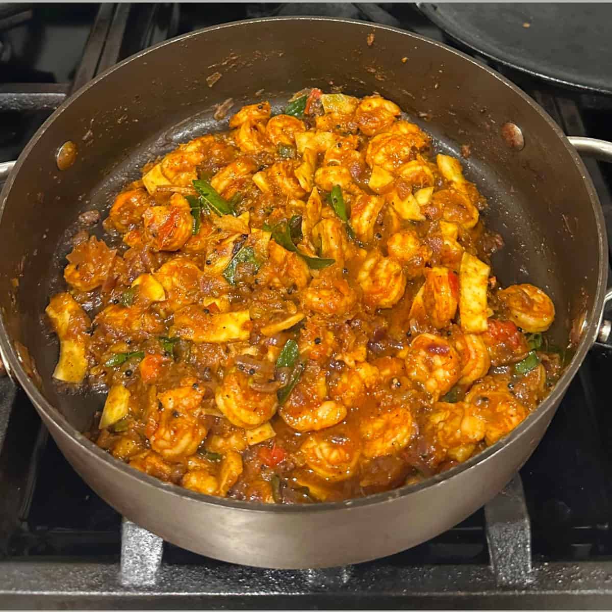 chemmeen roast cooked and ready to be served.