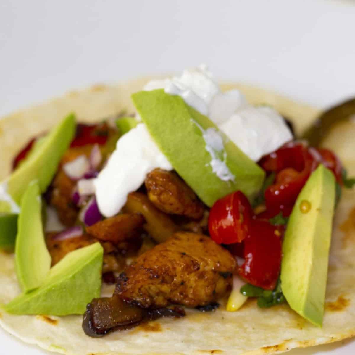 fajitas with chicken and veggies.