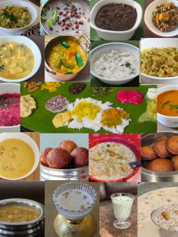 onam sadya recipes collage.