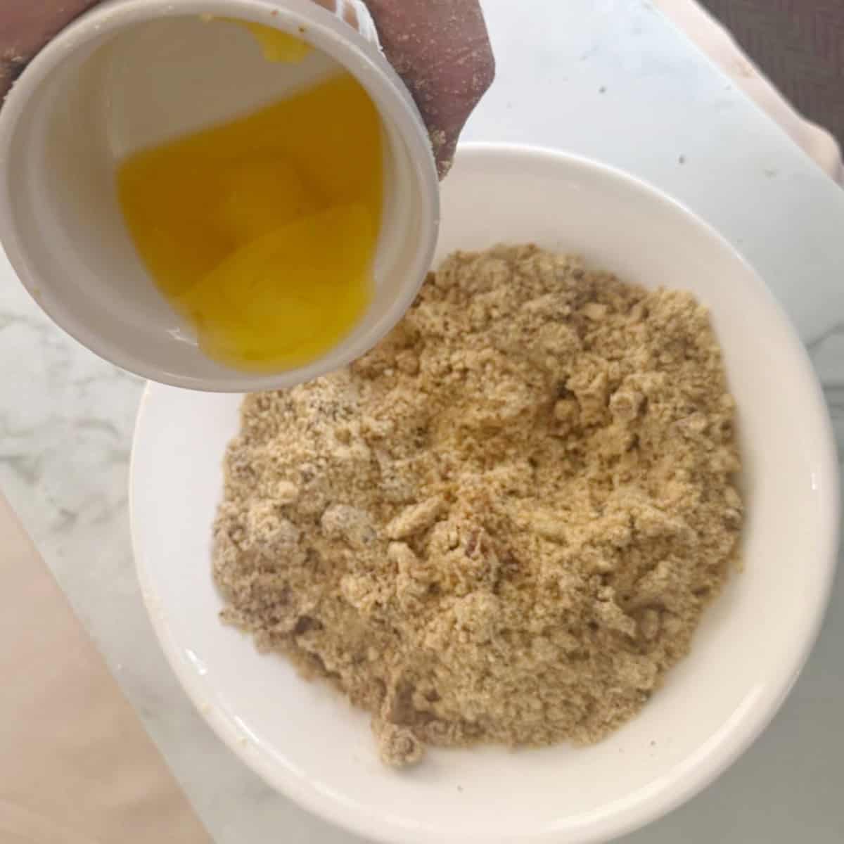 ghee added to protein (nuts)powder mixture.