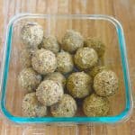protein laddu served in a glass ware.